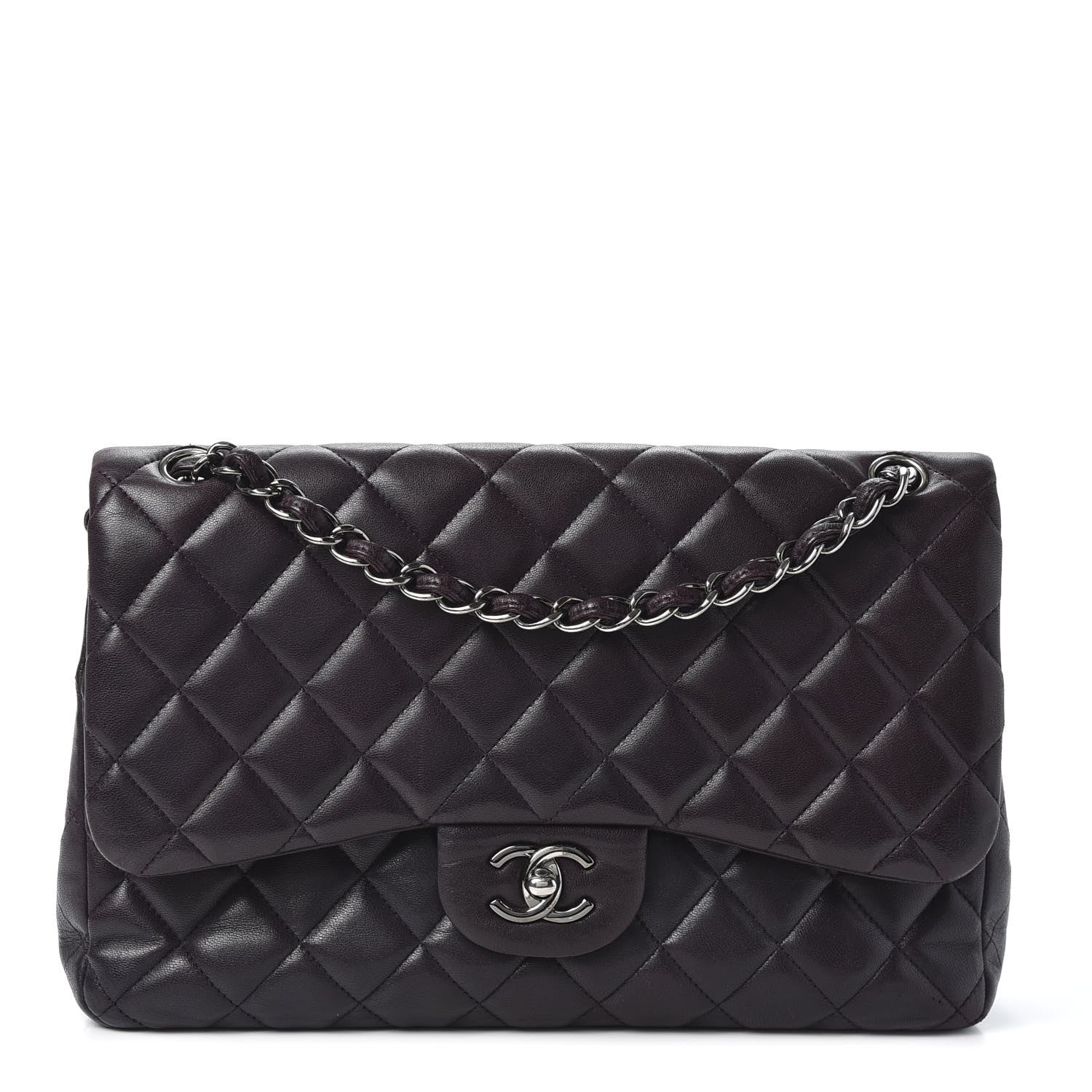 Chanel Lambskin Quilted Jumbo Double Flap Purple 1 of 9