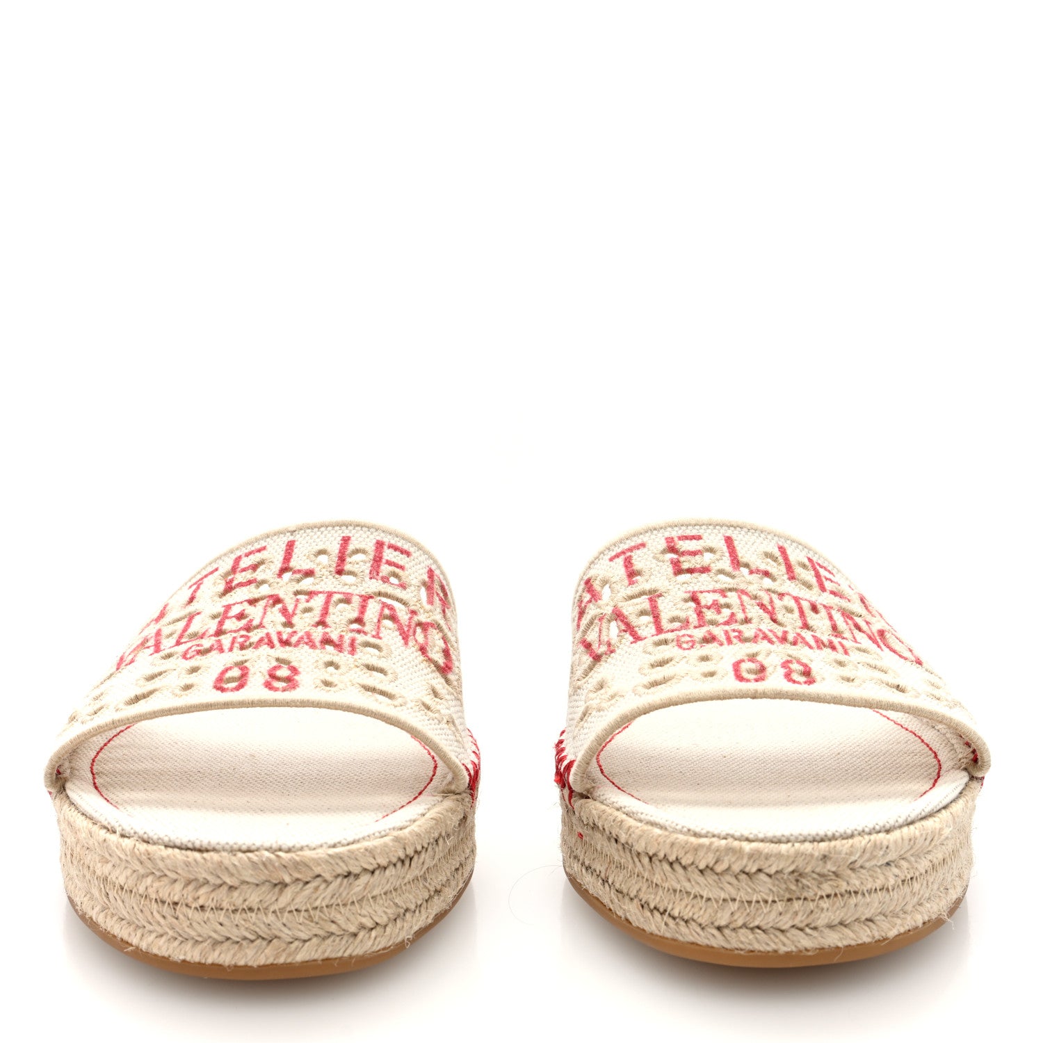 Valentino Garavani Canvas Atelier 08 San Gallo Edition Espadrille Flat Slide Sandals 38.5 Natural 3 of 9