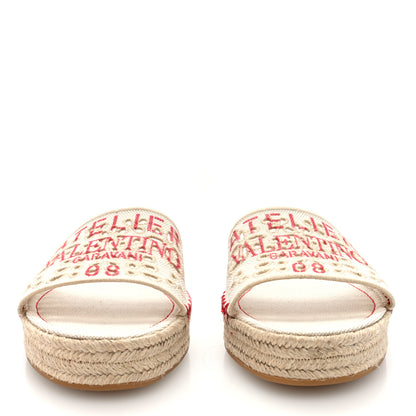 Valentino Garavani Canvas Atelier 08 San Gallo Edition Espadrille Flat Slide Sandals 38.5 Natural 3 of 9