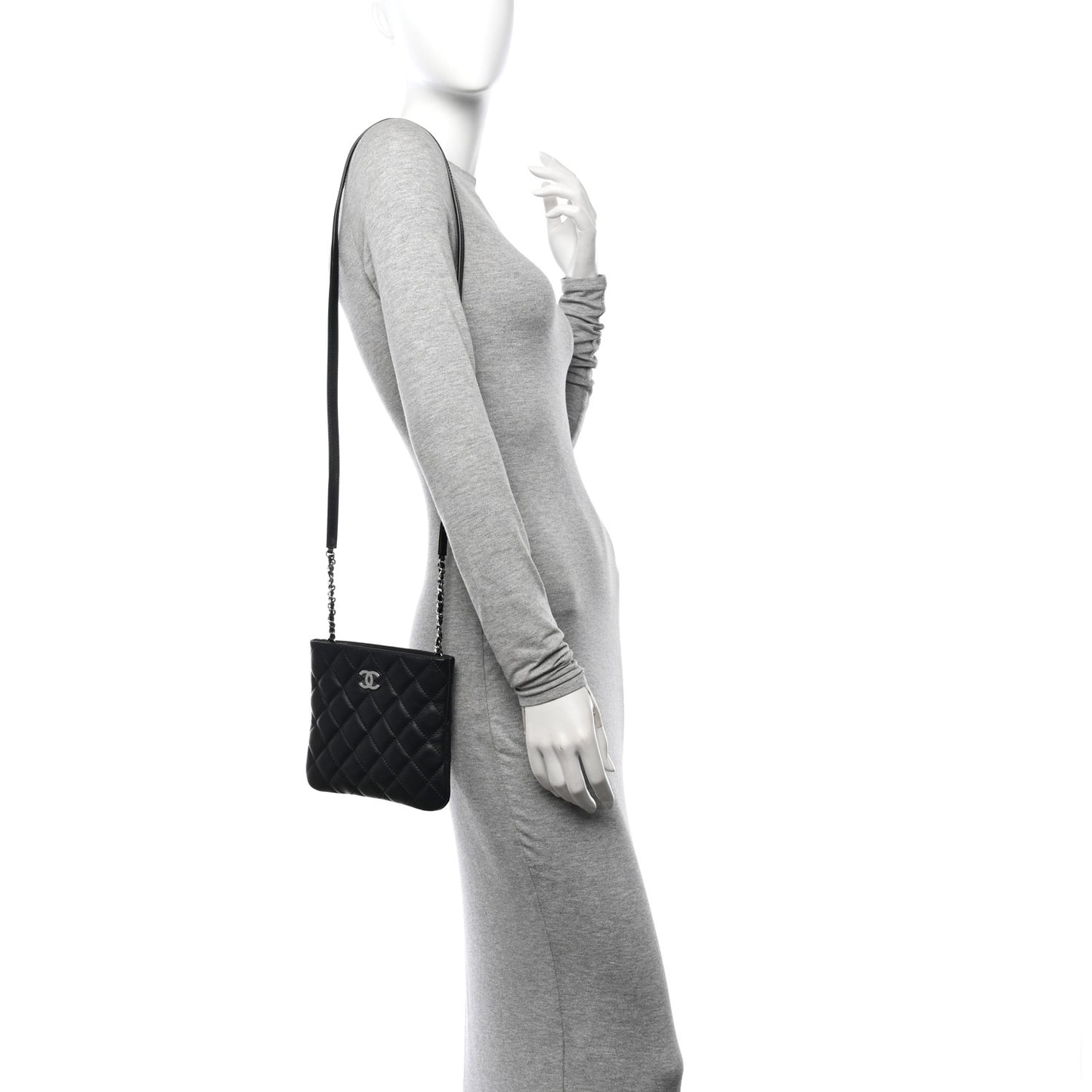 Lambskin Quilted Crossbody Bag Black