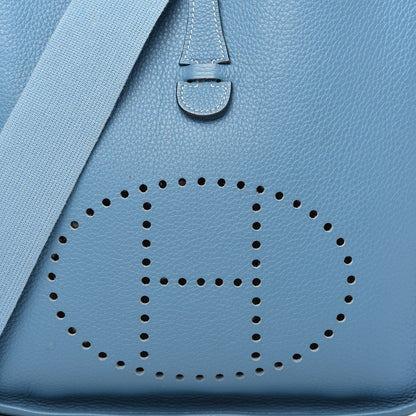 Hermes Taurillon Clemence Evelyne II PM Blue Jean 9 of 9