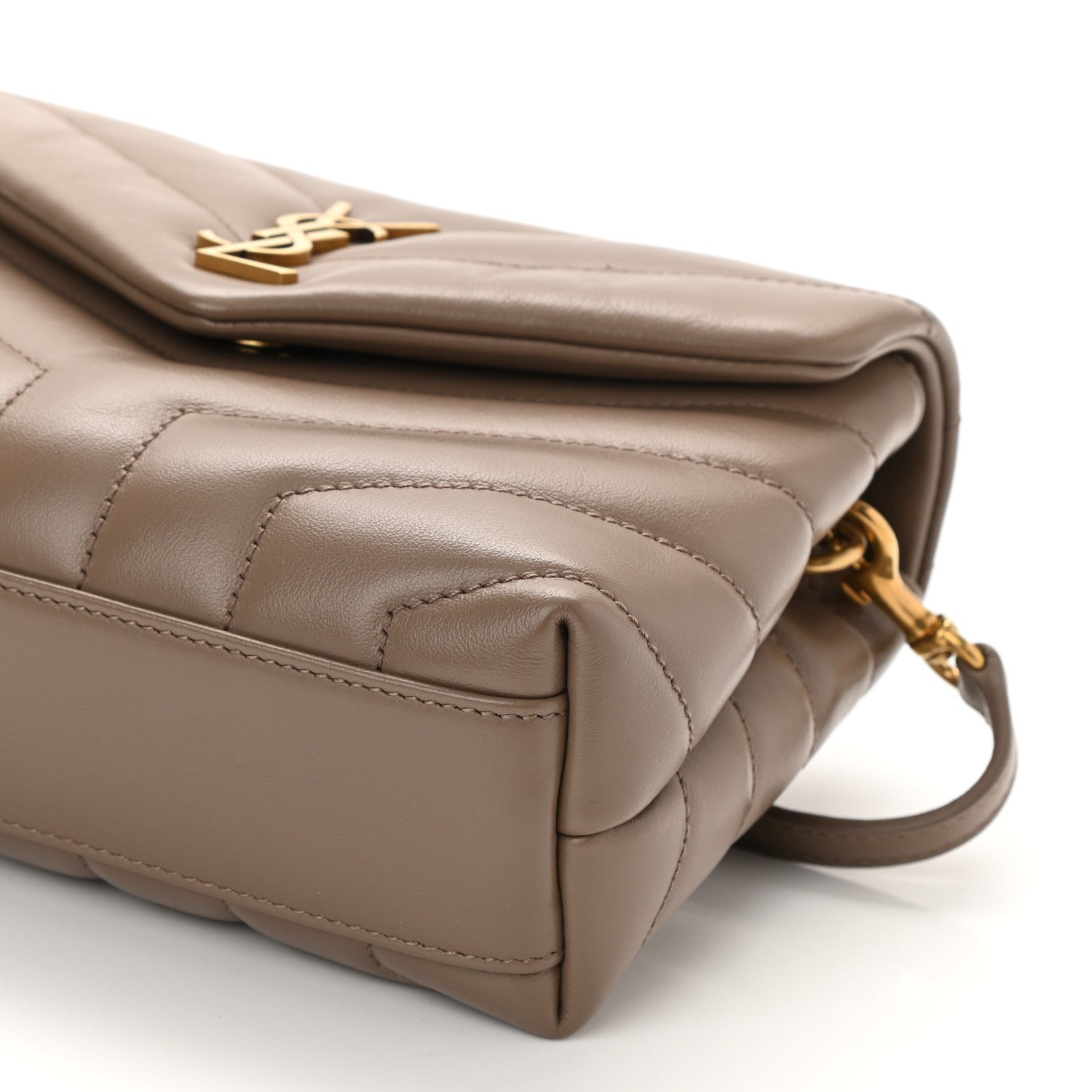 Saint Laurent Calfskin Y Quilted Monogram Toy Loulou Crossbody Bag Taupe 9 of 9