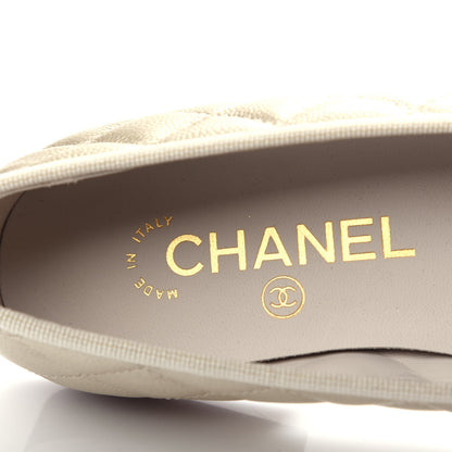 Chanel Metallic Caviar Quilted Cap Toe Ballerina Flats 36 Gold 8 of 11