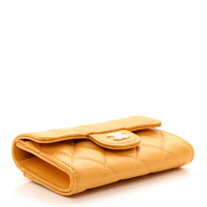Chanel Caviar Quilted Flap Card Holder Wallet Yellow 4 of 9