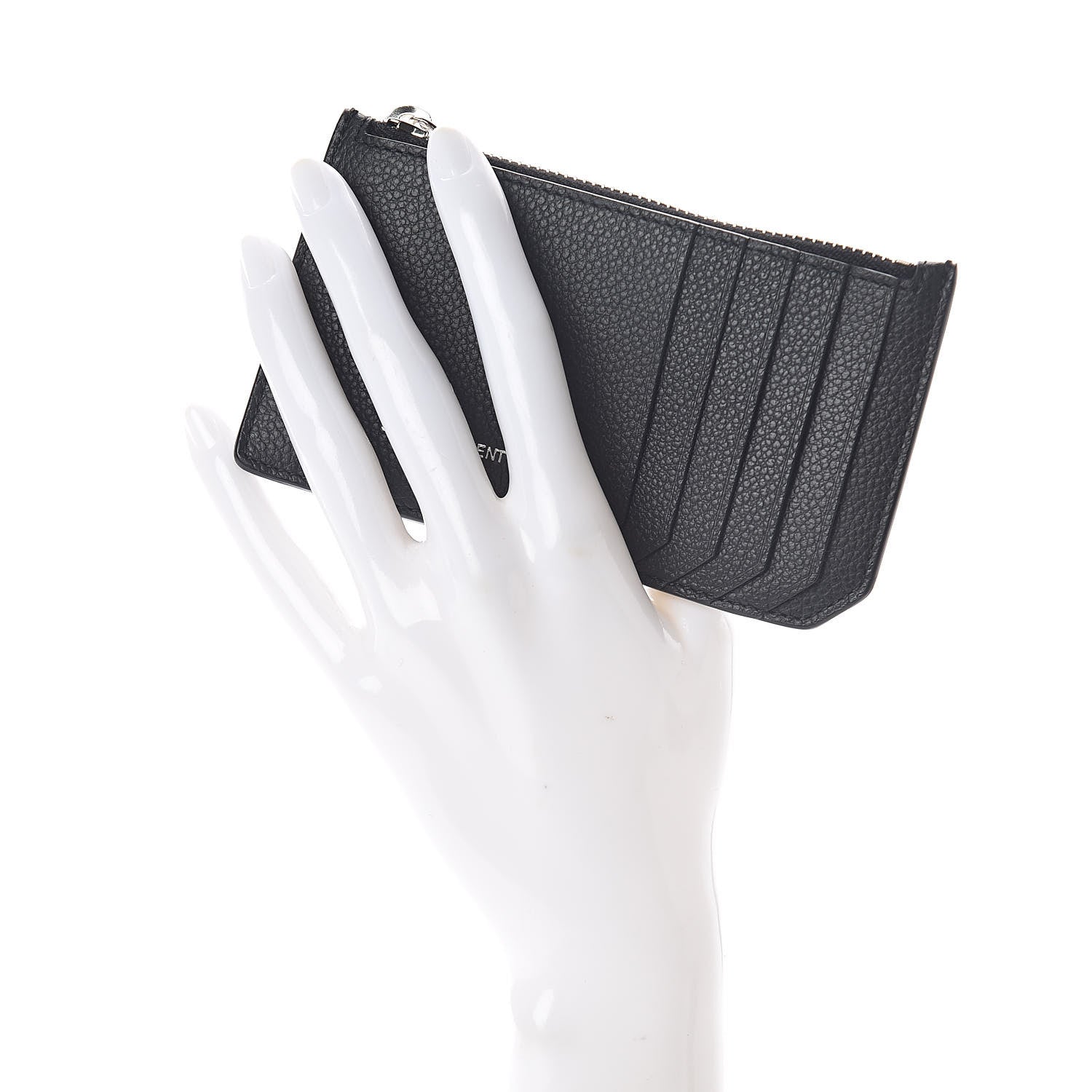 Saint Laurent Grained Calfskin 5 Fragments Zip Pouch Card Holder Black 2 of 6