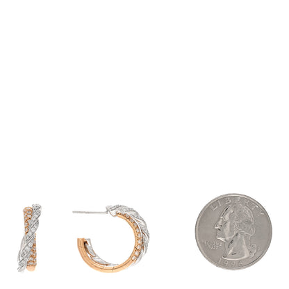 David Yurman 18K White Rose Gold Diamond Paveflex Hoop Earrings 2 of 5