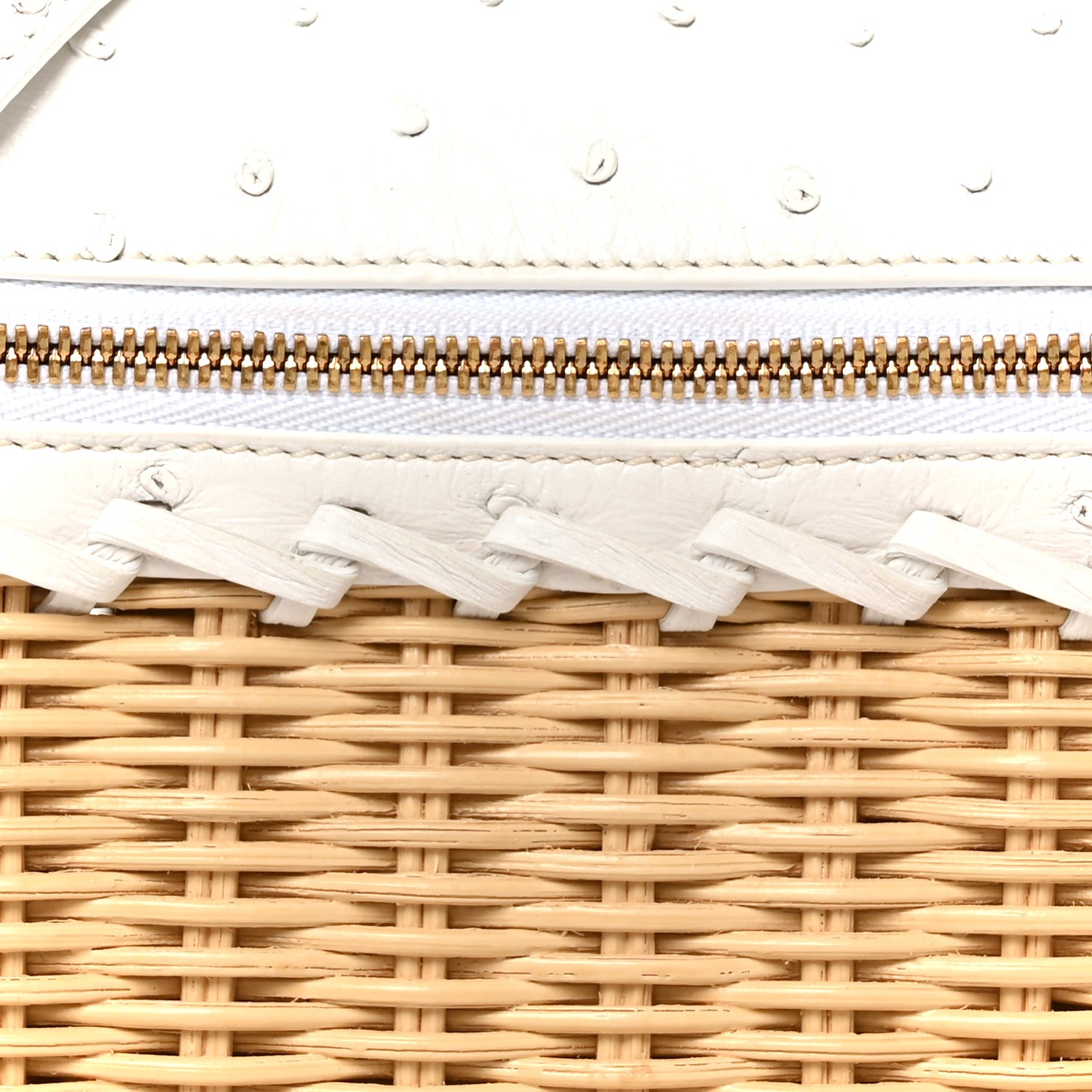 Loro Piana Wicker Ostrich East West L19 Extra Pocket Pouch Malt White 14 of 19