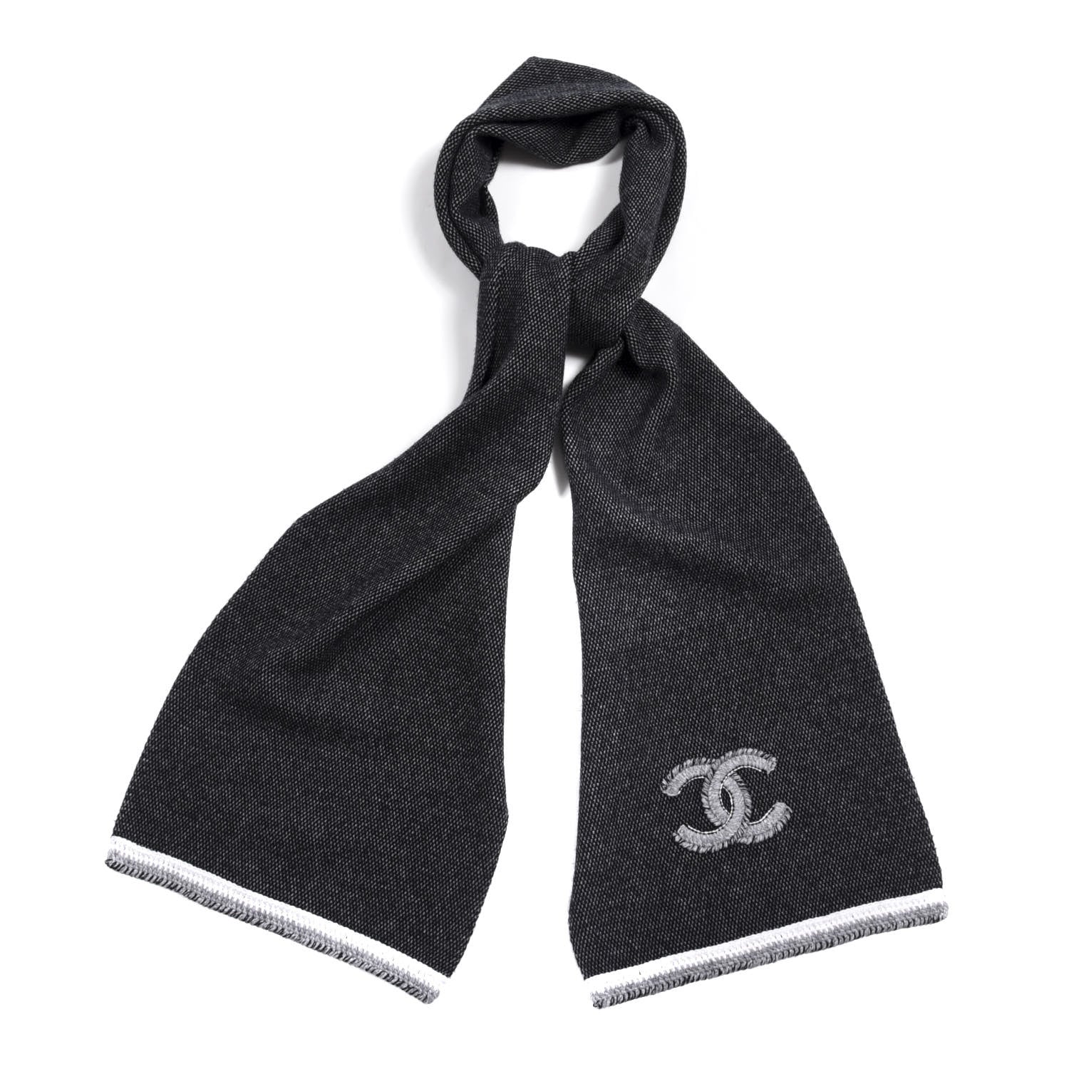 Chanel Cashmere CC Scarf Grey 1 of 4