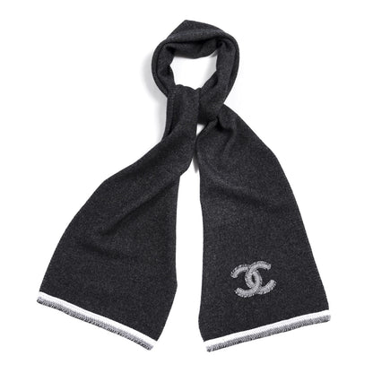 Chanel Cashmere CC Scarf Grey 1 of 4