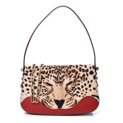 Gucci Calf Hair Leopard Print Shoulder Bag Red 1 of 12