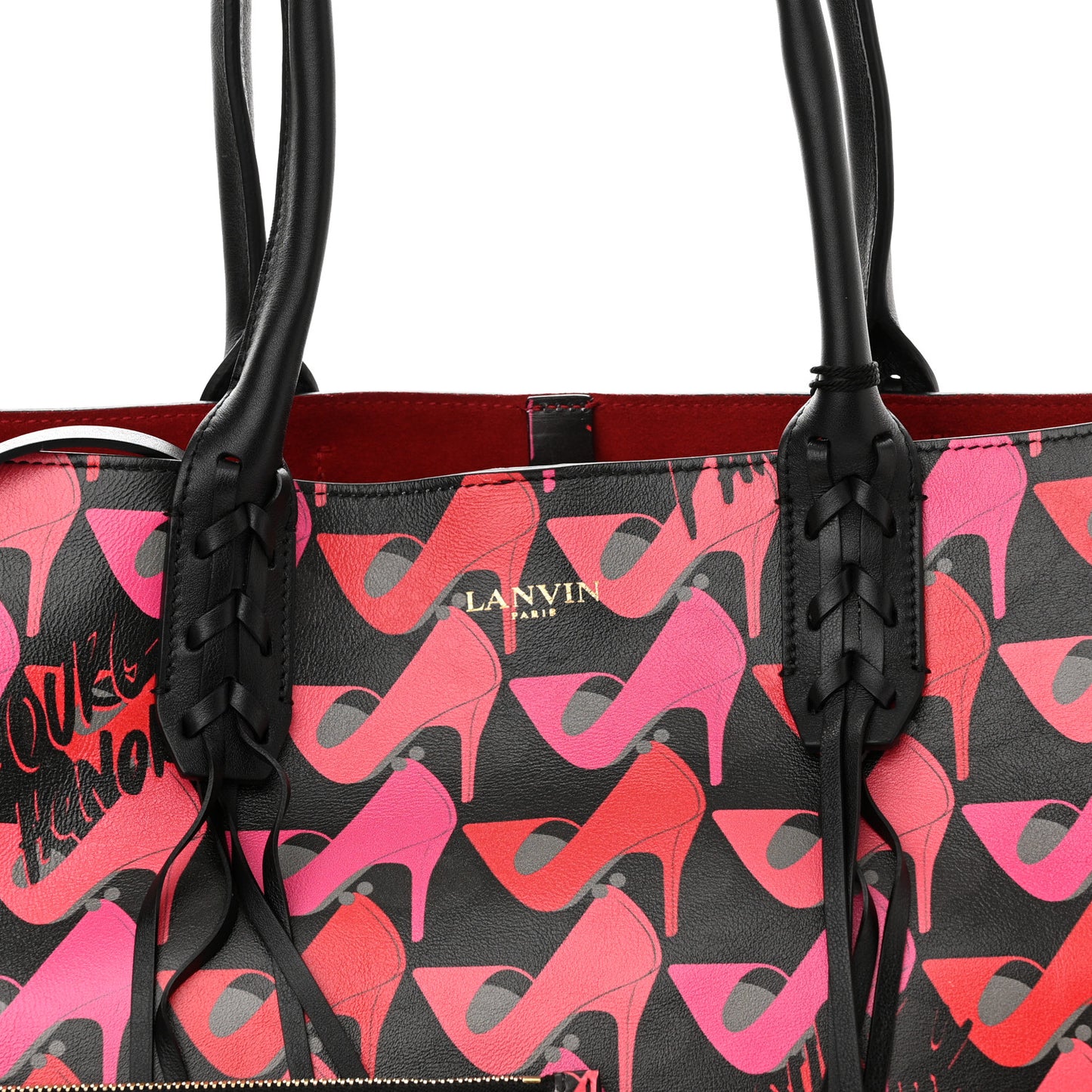 Calfskin Shoe Printed Small Shopper Black