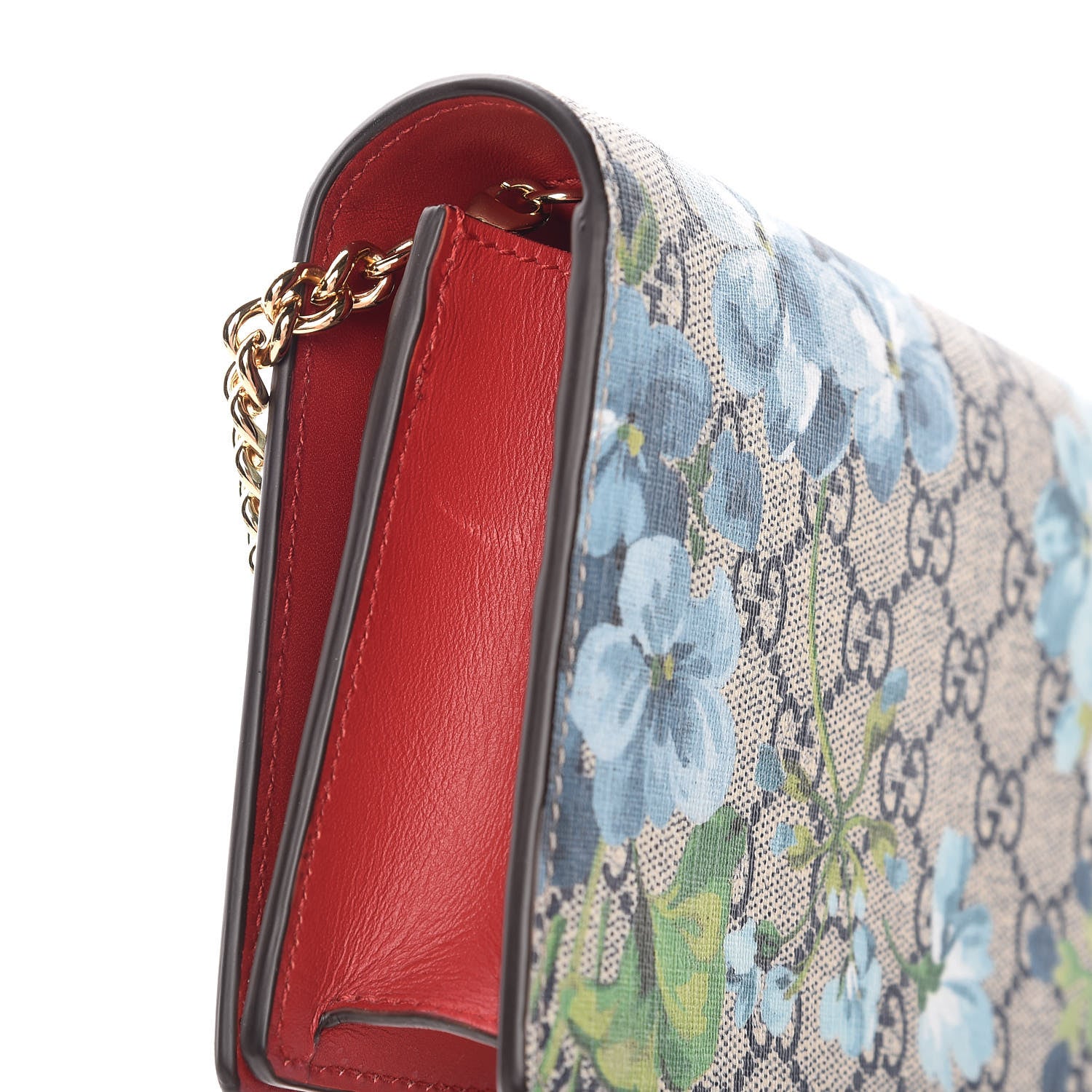 Gucci GG Supreme Monogram Blooms Chain Wallet Blue 9 of 9