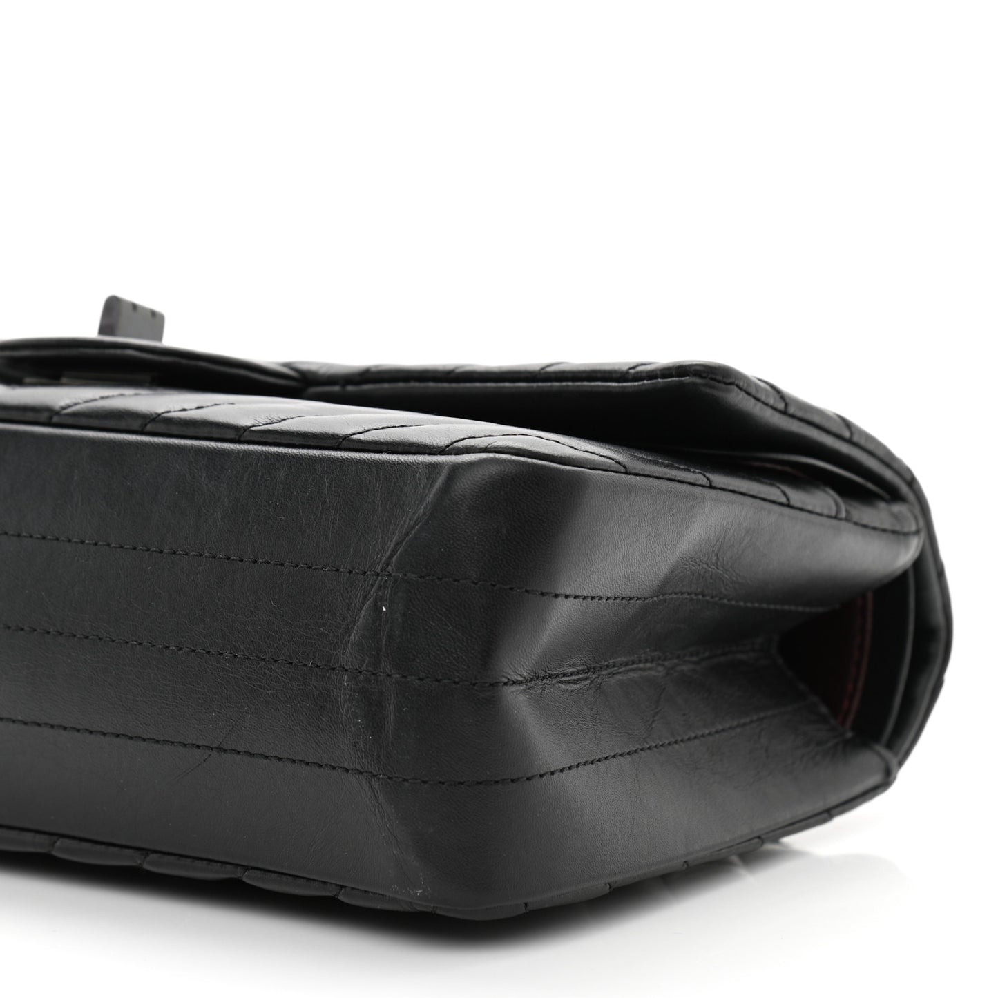 Aged Calfskin Chevron Quilted 2.55 Reissue 225 Flap So Black