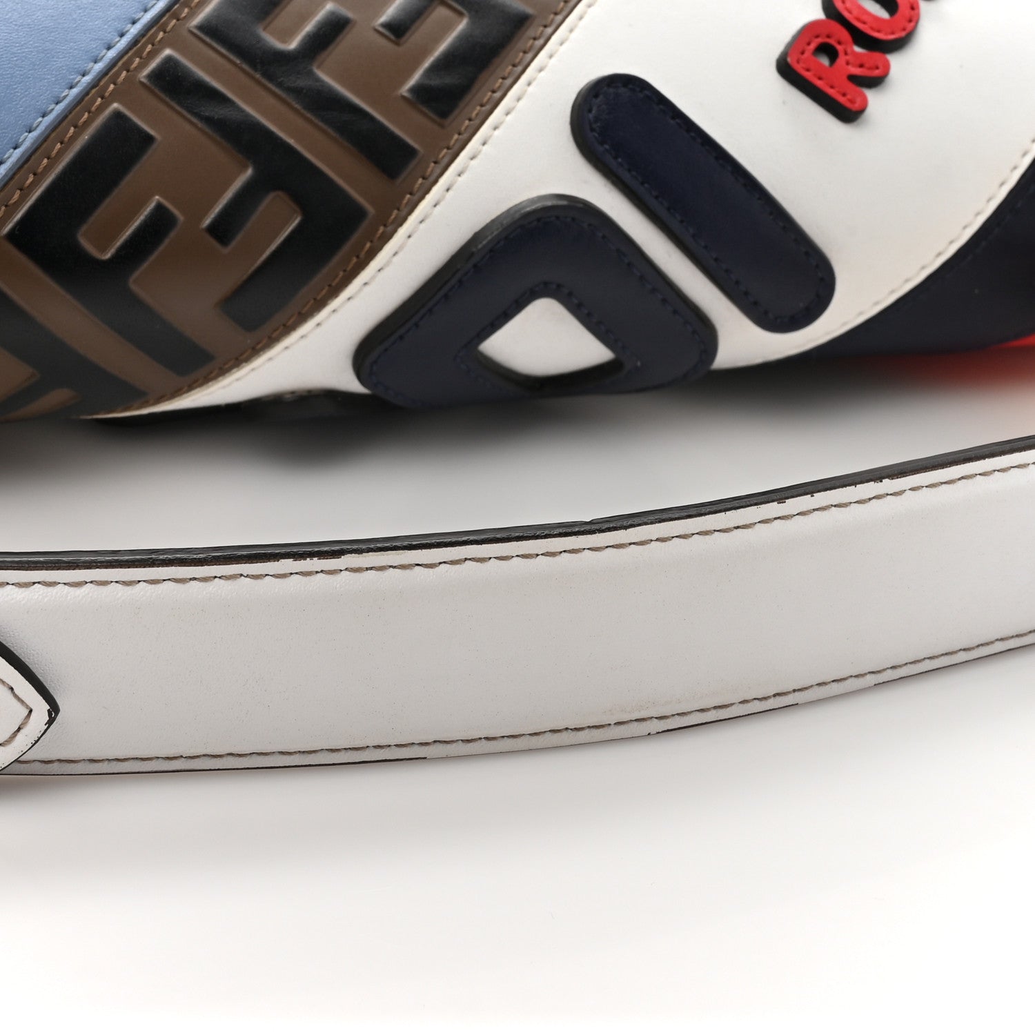 Fendi X FILA Vitello Liberty Mania Bi-Color FF 1974 Embossed Kan I Shoulder Bag White Nebula Multicolor 13 of 13