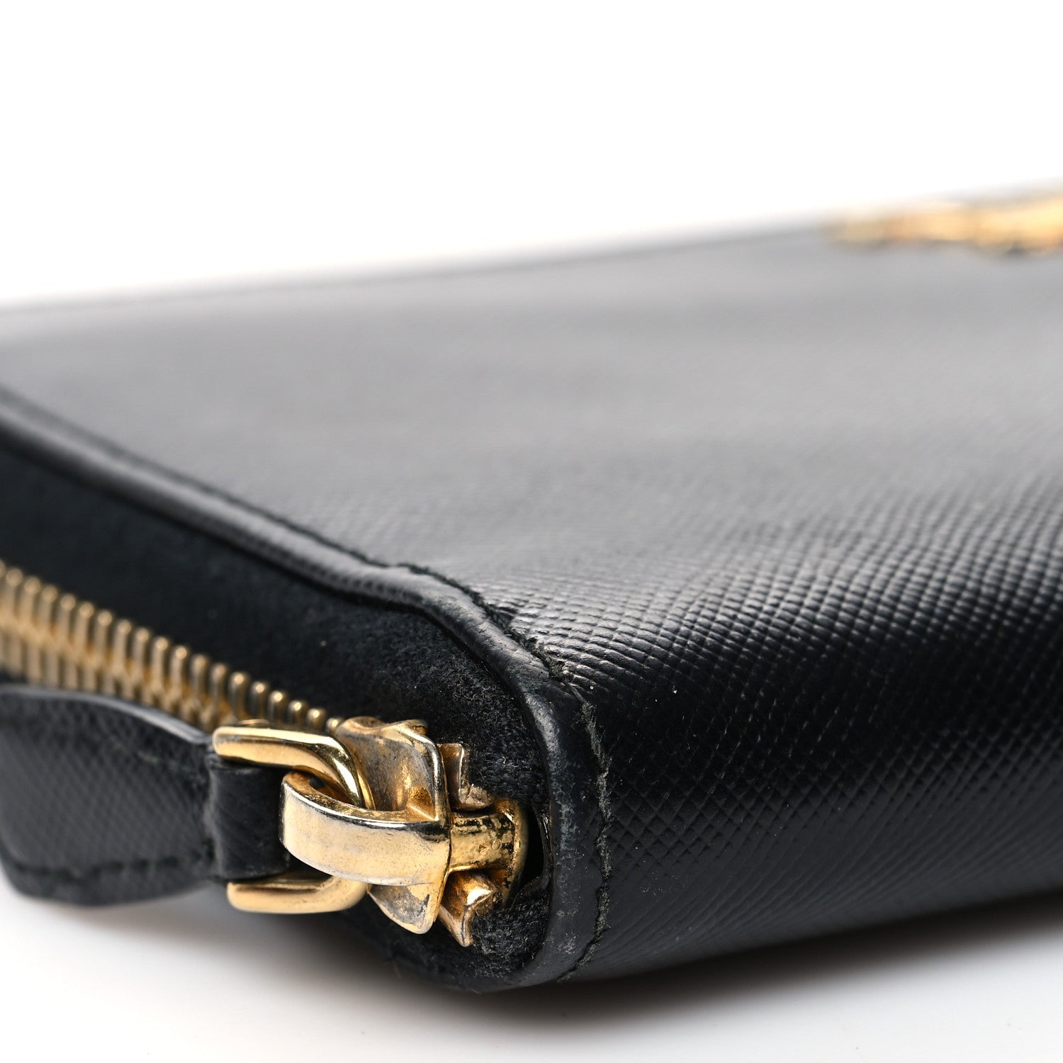 Prada Saffiano Metal Zip Around Wallet Black 7 of 14