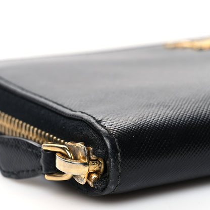 Prada Saffiano Metal Zip Around Wallet Black 7 of 14