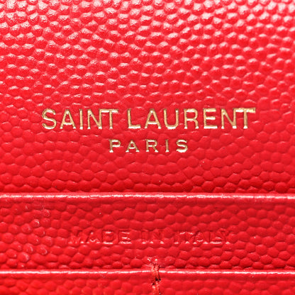 Saint Laurent Grain De Poudre Matelasse Chevron Monogram Envelope Chain Wallet New Red 7 of 18
