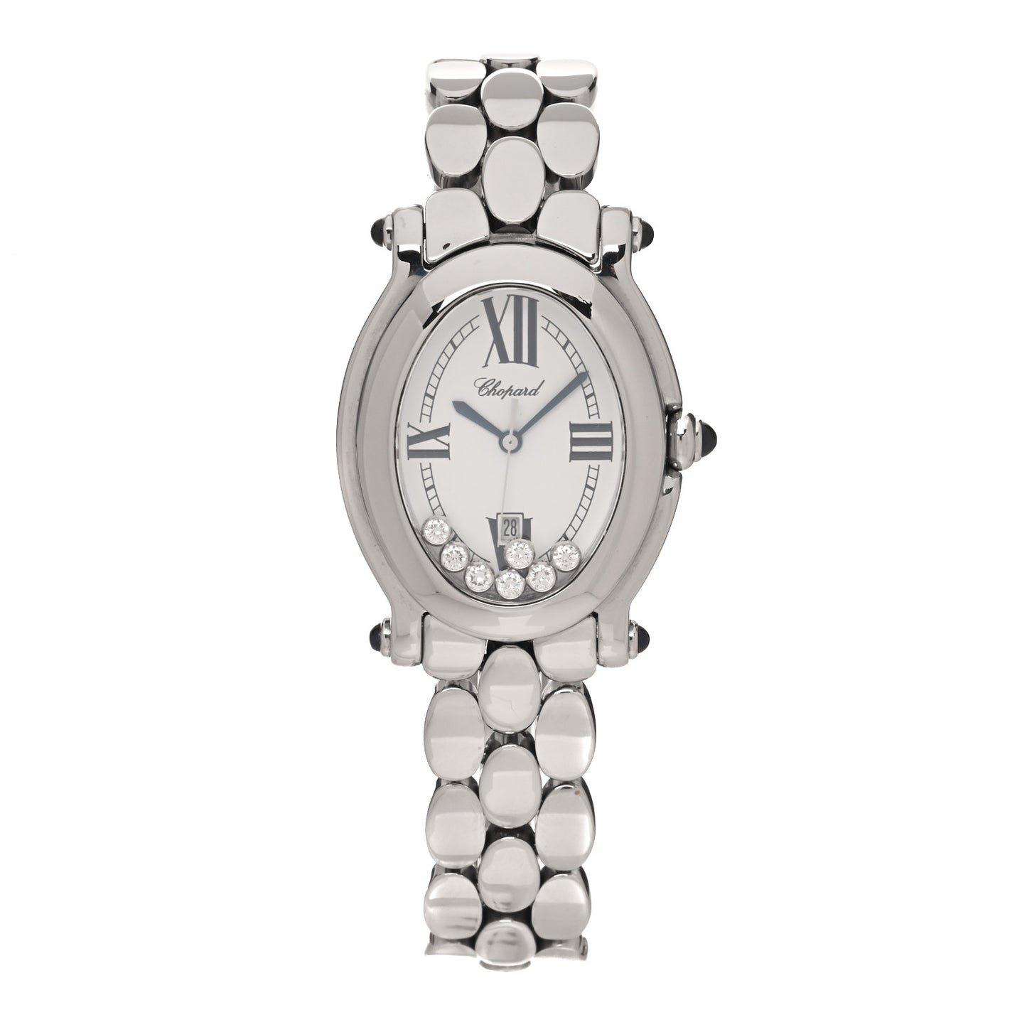 Stainless Steel 7 Diamond 31mm Oval Happy Sport Quartz Watch