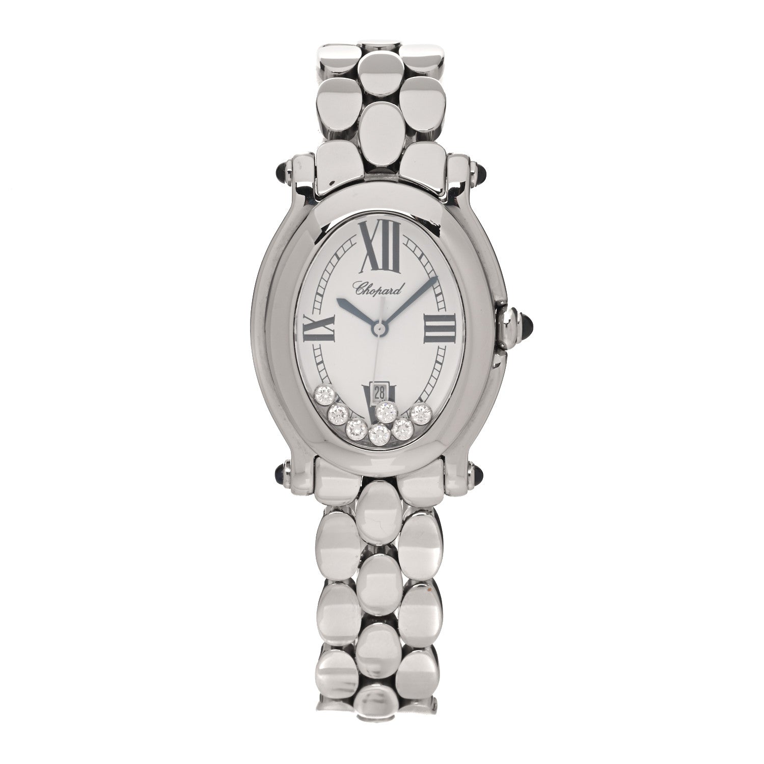 Chopard Stainless Steel 7 Diamond 31mm Oval Happy Sport Quartz Watch 1 of 4