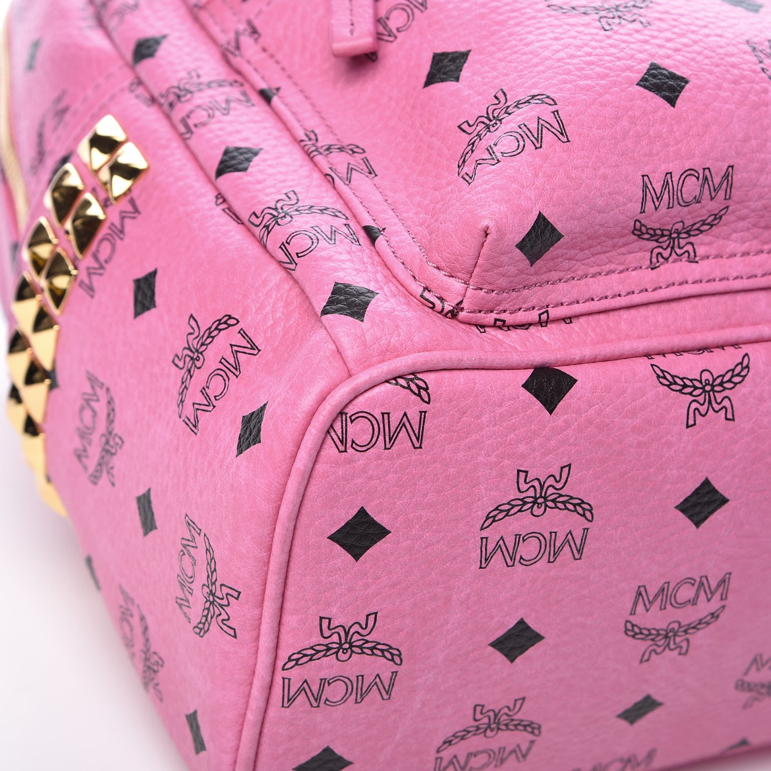 MCM Visetos Small Side Stud Stark Backpack Pink 11 of 15