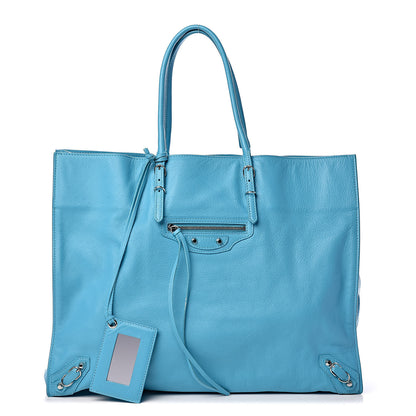 Balenciaga Supple Calfskin Papier A4 Tote Bleu Caraibes 1 of 21