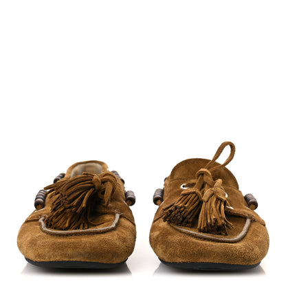 Miu Miu Suede Tassel Loafers 39 Olive Green 4 of 12
