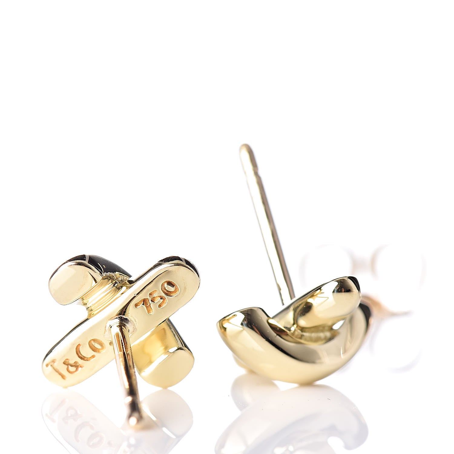 Tiffany 18K Yellow Gold 7.5mm Cross Stitch Earrings 4 of 6