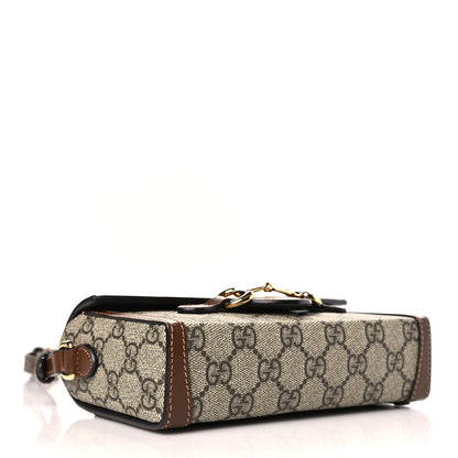 Gucci GG Supreme Monogram Mini Horsebit 1955 Shoulder Bag Beige Brown Sugar 4 of 9