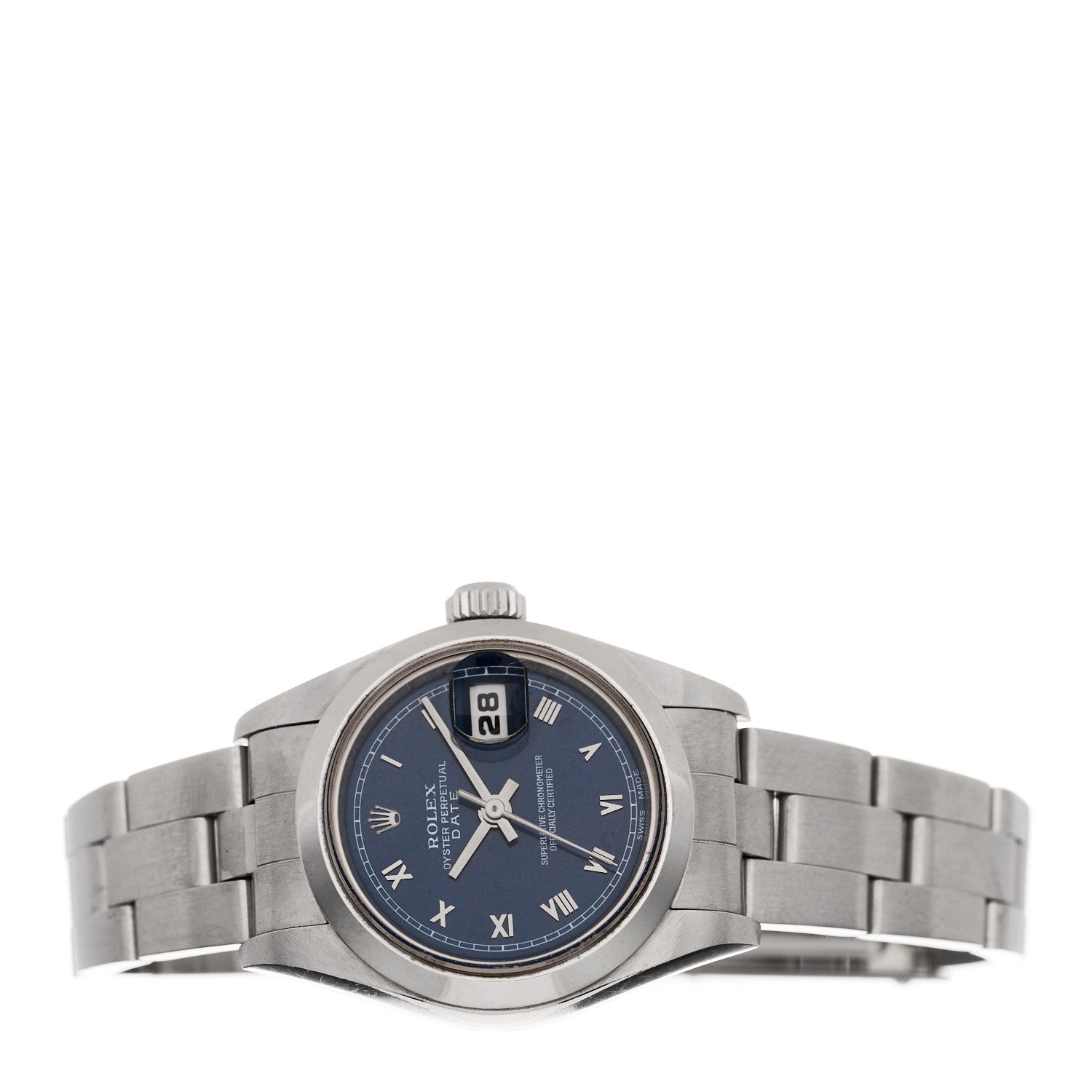 Rolex Stainless Steel 26mm Oyster Perpetual Date Watch Blue Roman 69160 2 of 4
