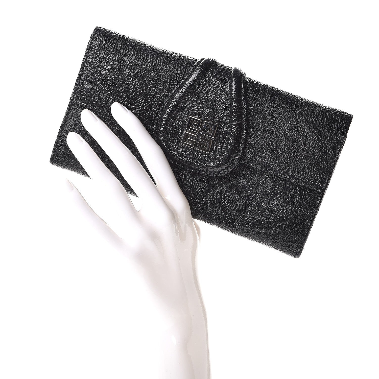Givenchy Glazed Pebbled Calfskin Nightingale Wallet Black 2 of 8