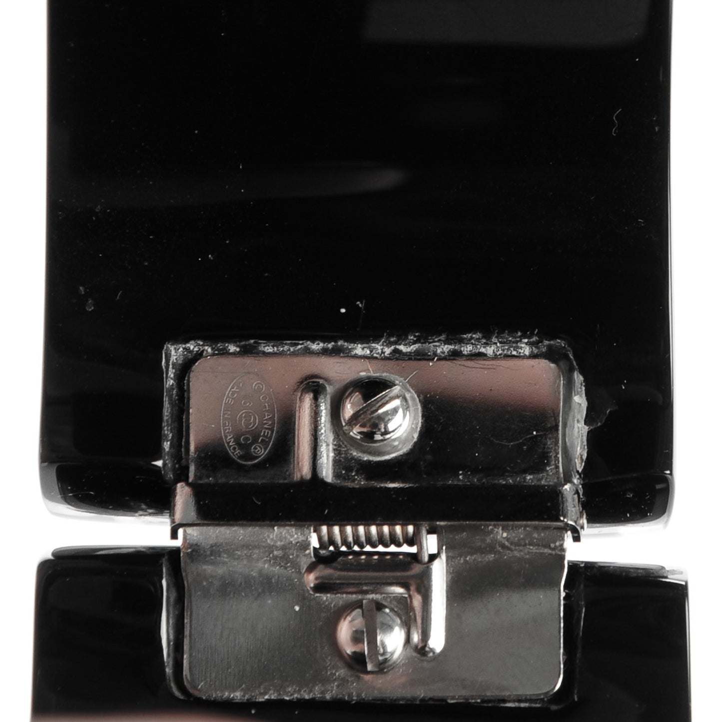Resin Crystal CC Floral Cuff Bangle Black
