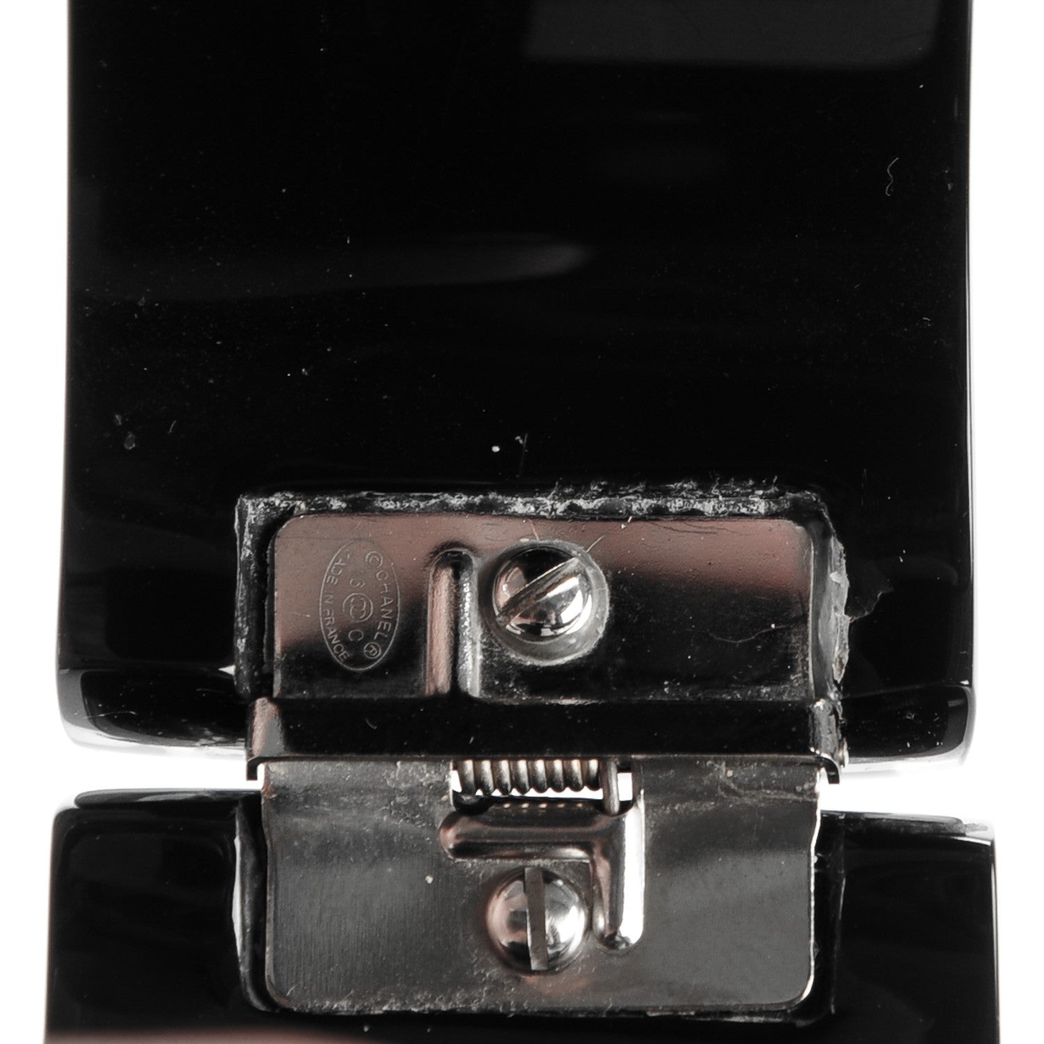 Chanel Resin Crystal CC Floral Cuff Bangle Black 4 of 5