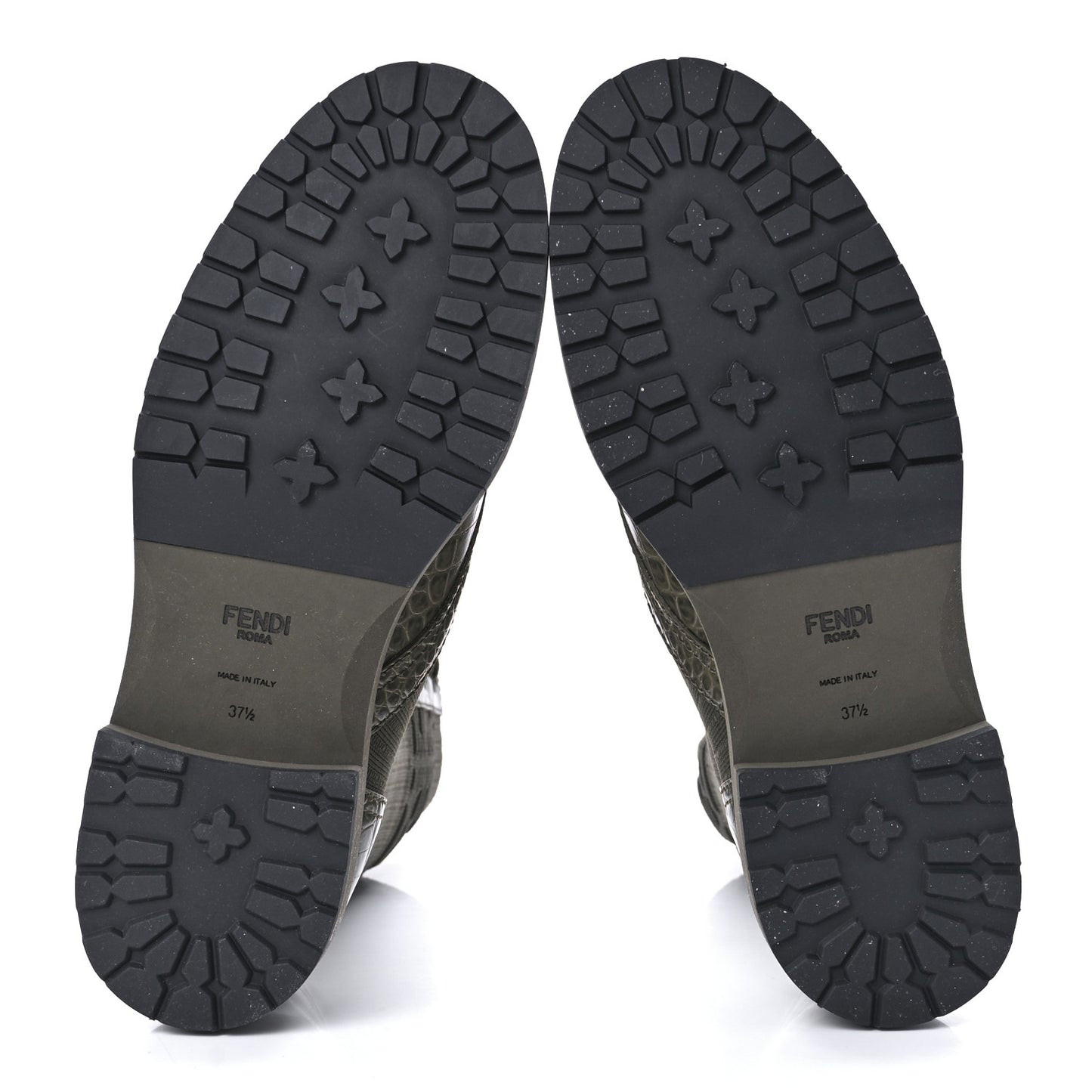 Vitello Stretch Fabric 3D FF Croc Embossed Womens Combat Boots 37.5 Illinois Oliva