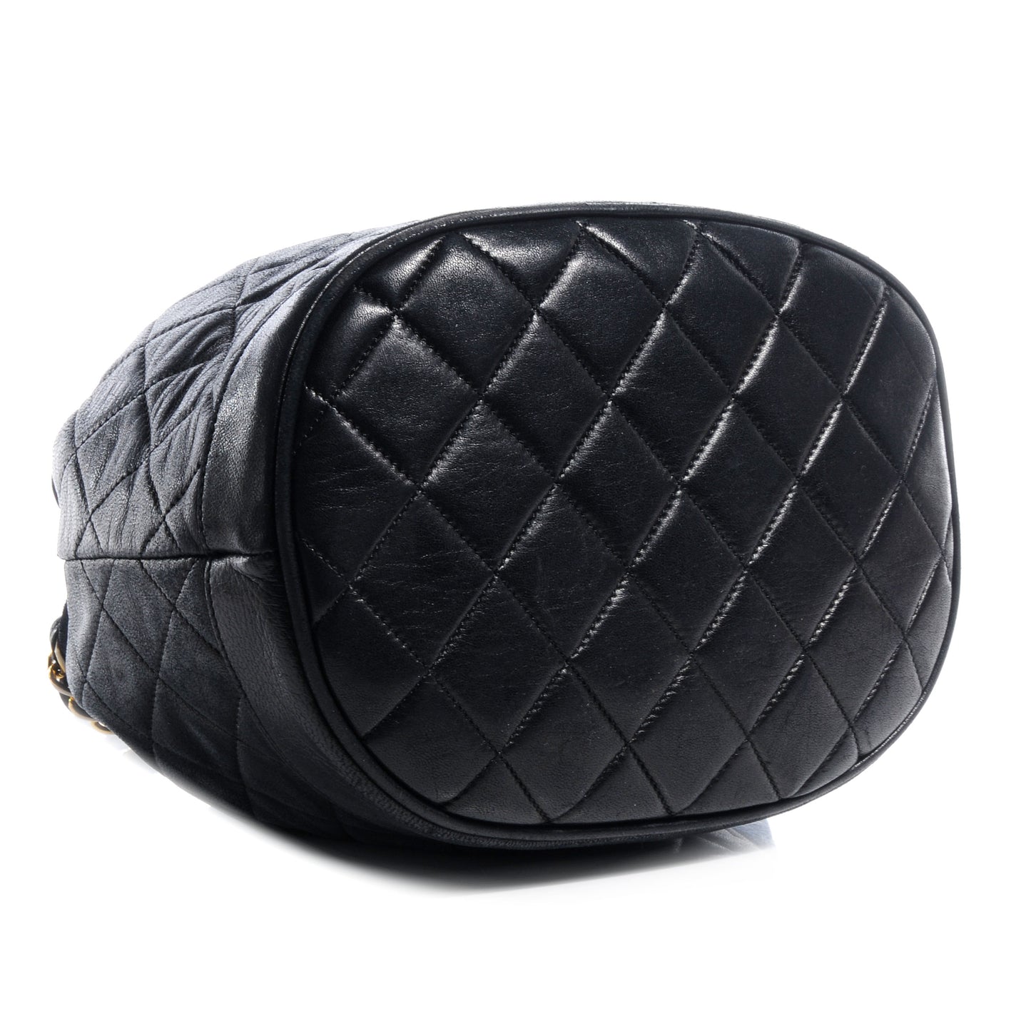 Lambskin Drawstring Pouch Bag Black