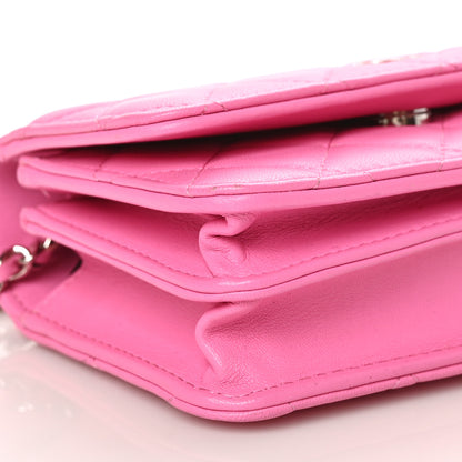 Chanel Lambskin Quilted Mini Wallet On Chain WOC Pink 10 of 11