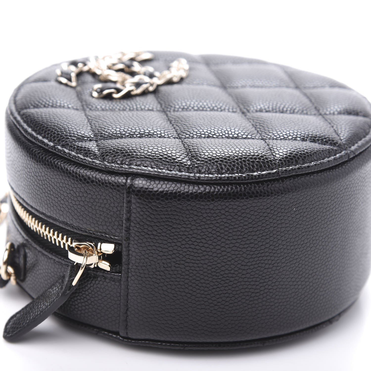 Chanel Caviar Quilted French New Wave Round Clutch With Chain Black 8 of 11