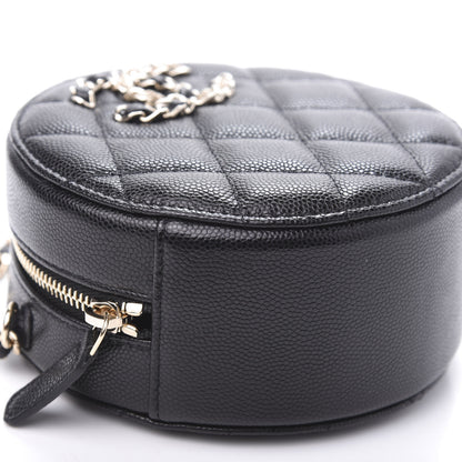 Chanel Caviar Quilted French New Wave Round Clutch With Chain Black 8 of 11