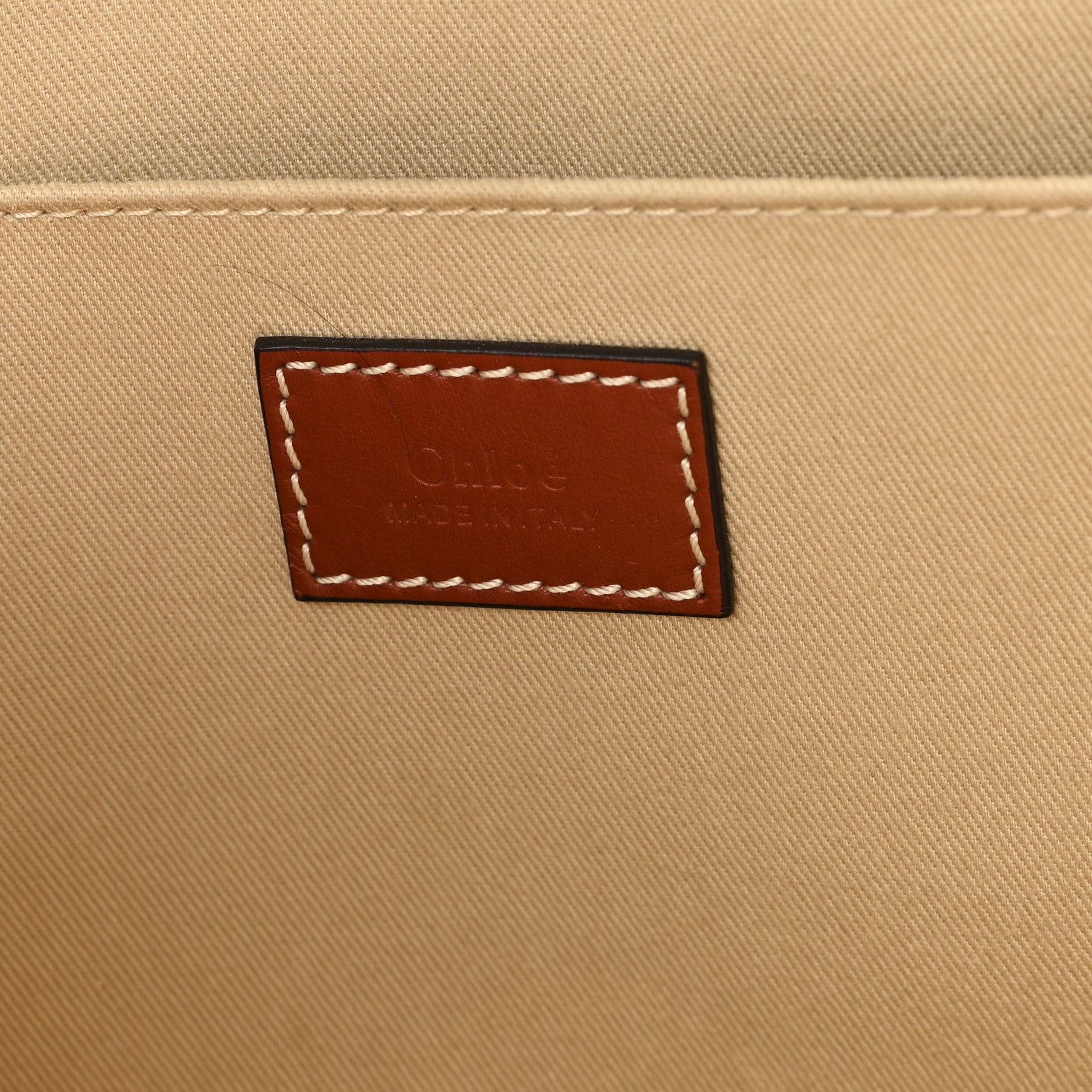 Chloe Linen Calfskin Medium Woody Ribbon Tote White Brown 6 of 14