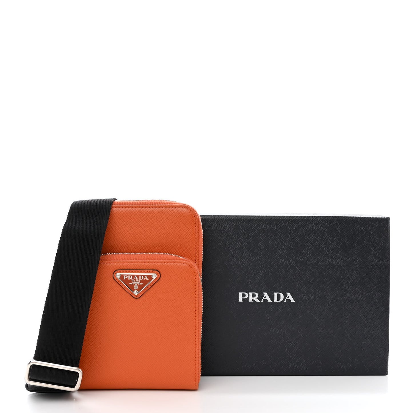 Saffiano Phone Crossbody Pouch Papaya