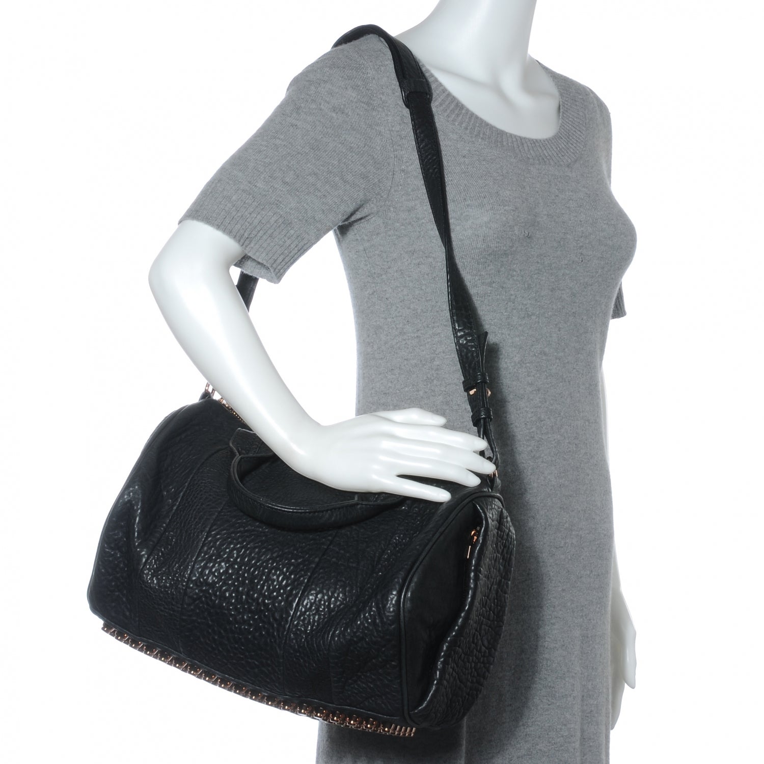 Alexander Wang Leather Rocco w Rose Gold Hardware Black 2 of 6