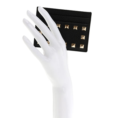 Valentino Garavani Pebbled Calfskin Rockstud Card Holder Black 2 of 7