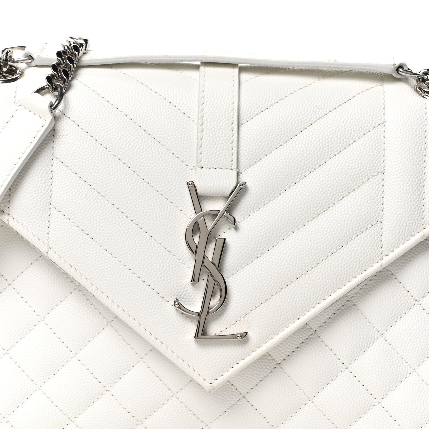 Grain De Poudre Medium Tri-Quilt Monogram Satchel White
