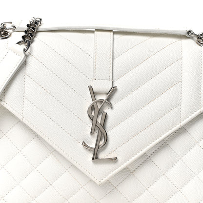 Saint Laurent Grain De Poudre Medium Tri-Quilt Monogram Satchel White 8 of 10