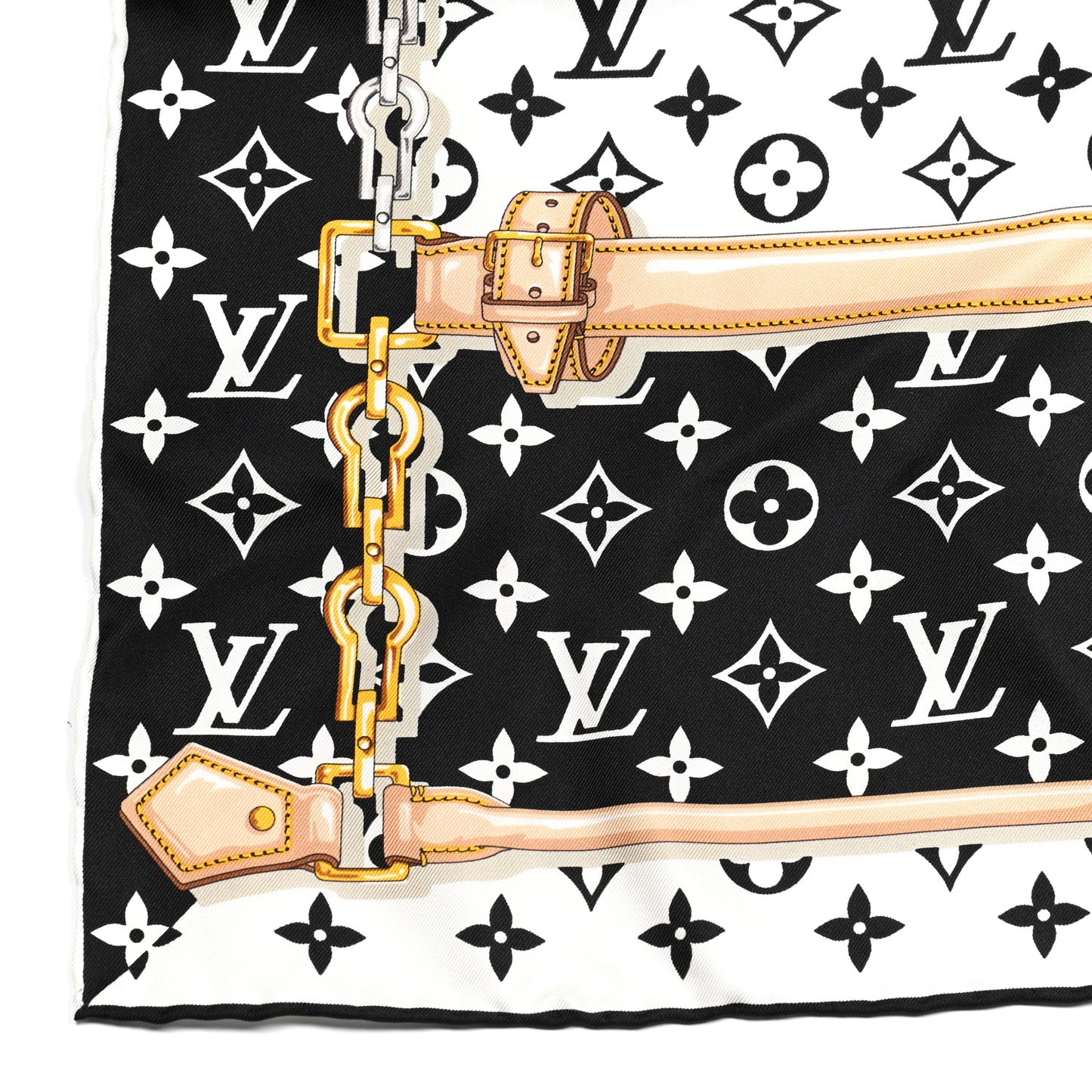 Silk Monogram Confidential Square Scarf Black