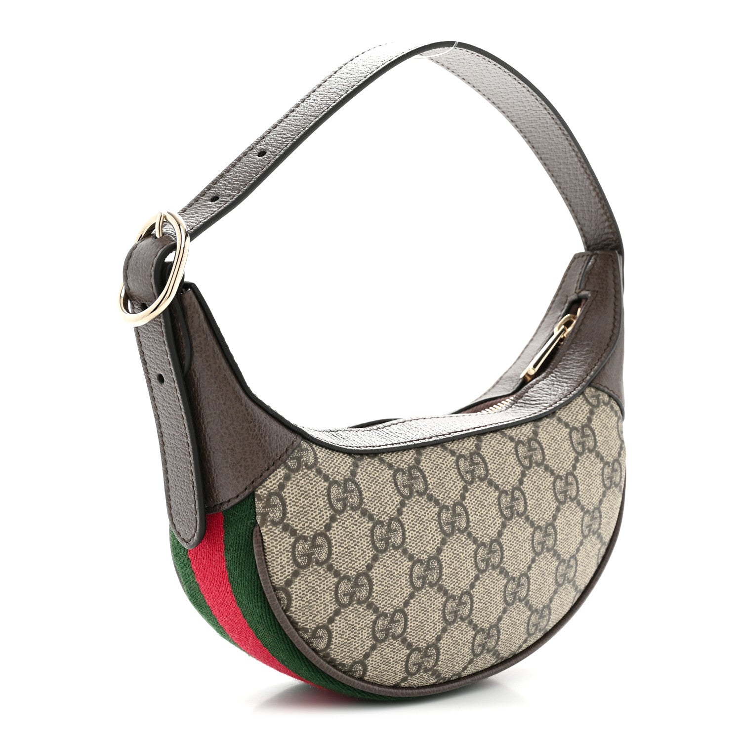 Gucci GG Supreme Monogram Textured Calfskin Web Mini Ophidia Half Moon Hobo Beige Ebony New Acero Beige Ebony New Acero 3 of 11