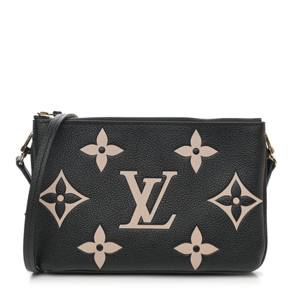 Louis Vuitton Empreinte Monogram Giant Double Zip Pochette Black Cream 1 of 9