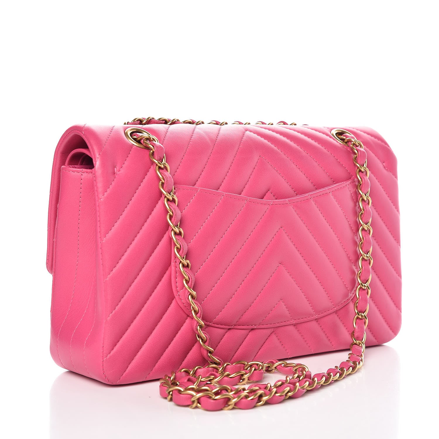 Chanel Lambskin Chevron Quilted Medium Double Flap Pink 3 of 10