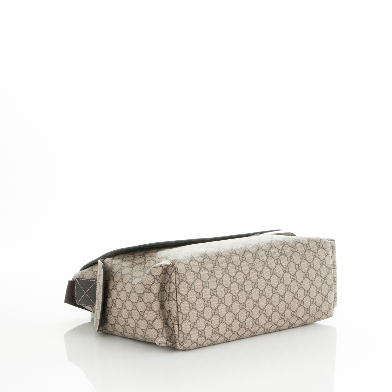Gucci GG Supreme Monogram Selleria Calfskin Messenger Diaper Bag Beige Ebony Cocoa Dark Chocolate 4 of 7