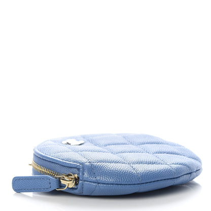 Chanel Caviar Quilted Zip Around Classic Coin Purse Light Blue 4 of 8