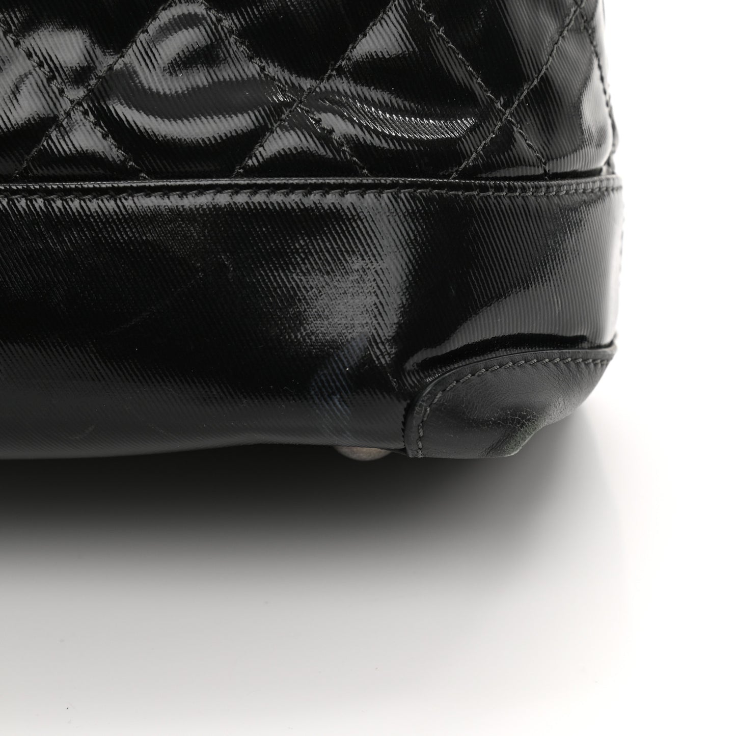 Calfskin Coated Canvas Quilted Tote Black